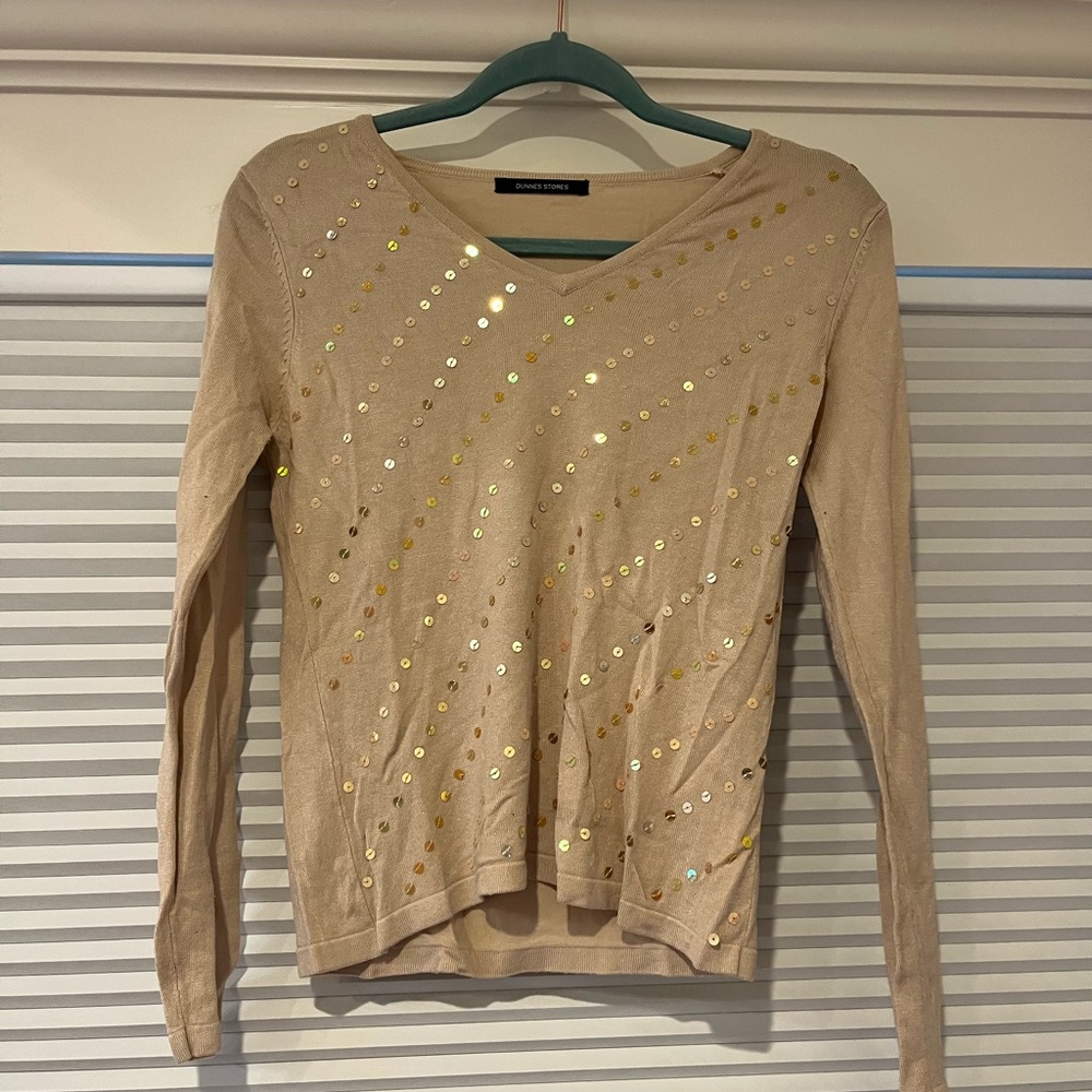 Dunnes Stores tan sequin sweater